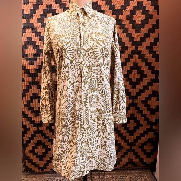 Vintage 60s mid century MCM Twiggy shift mini dress aztec John Meyer of‎ Norwich - Picture 4 of 16